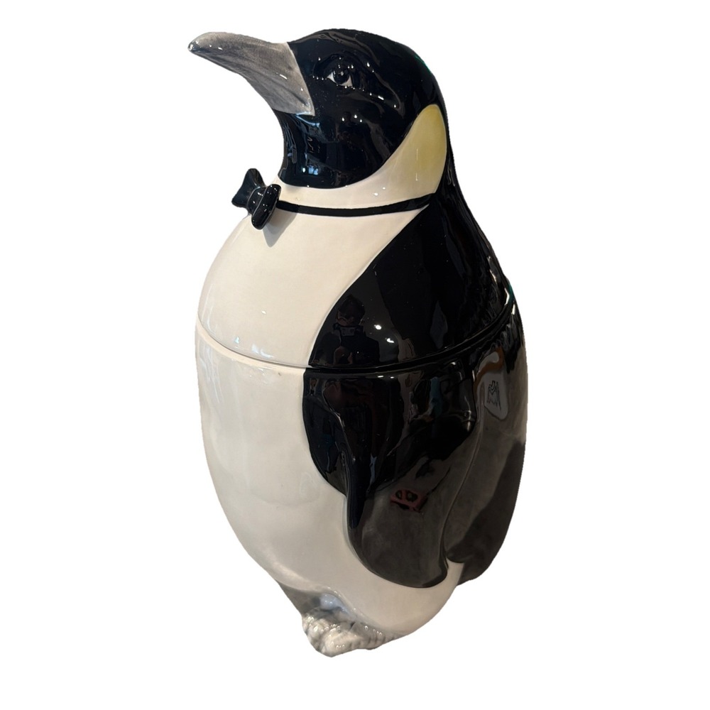 Vtg Otagiri Japan 1983 Penguin With Bow tie Glazed Ceramic Cookie Jar
